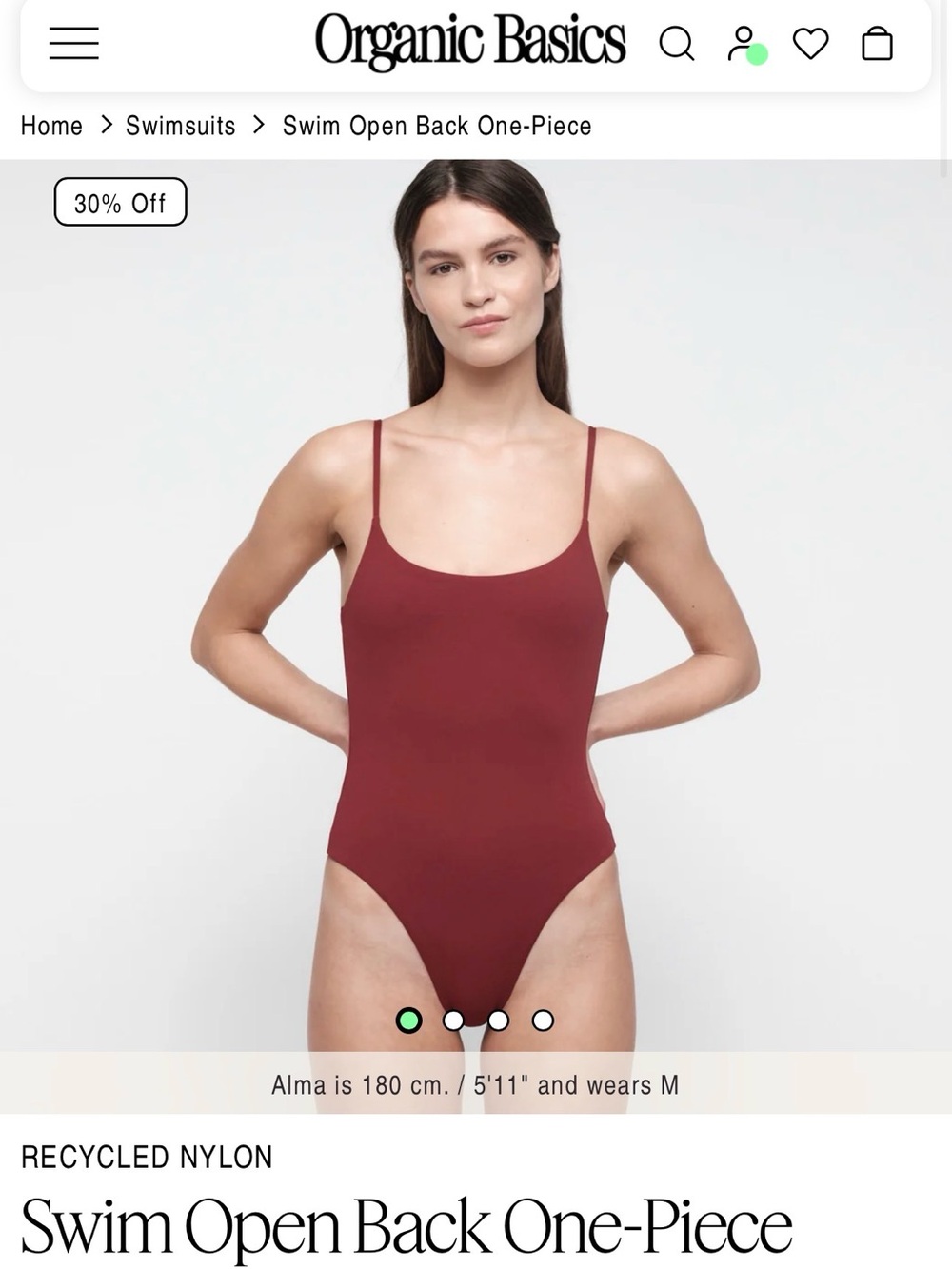 Organic Basics One-Piece Swimsuit in Burgundy Red